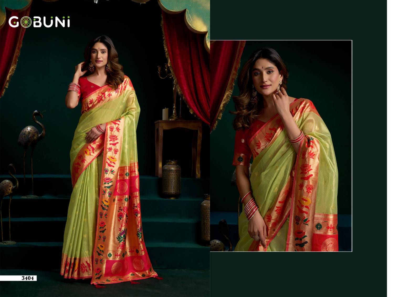 SEERAT BY GOBUNI 3401 TO 3406 Series Indian Traditional Wear Collection Beautiful Stylish Fancy Colorful Occasional Wear Tissue Sarees At Wholesale Price